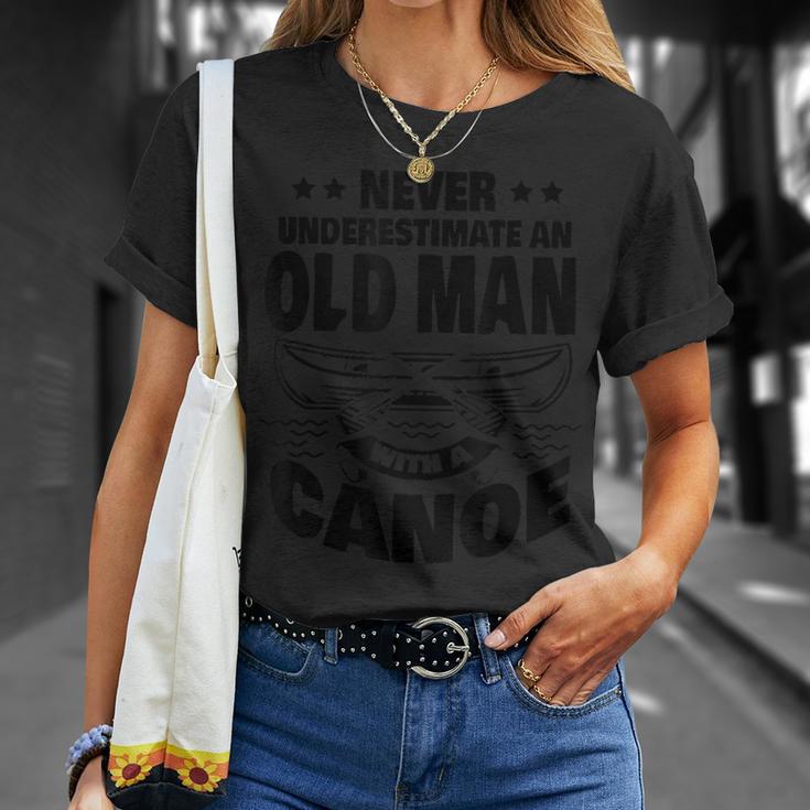 Never Underestimate An Old Man With A Canoe Dad T-Shirt Gifts for Her