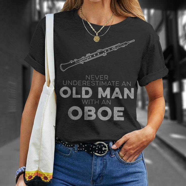 Never Underestimate An Old Man With An Oboe Vintage Novelty T-Shirt Gifts for Her