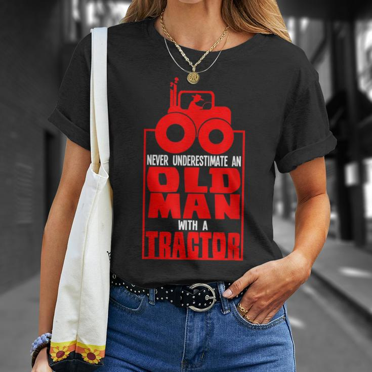 Never Underestimate An Old Man With A Tractor Birthday GagT-Shirt Gifts for Her