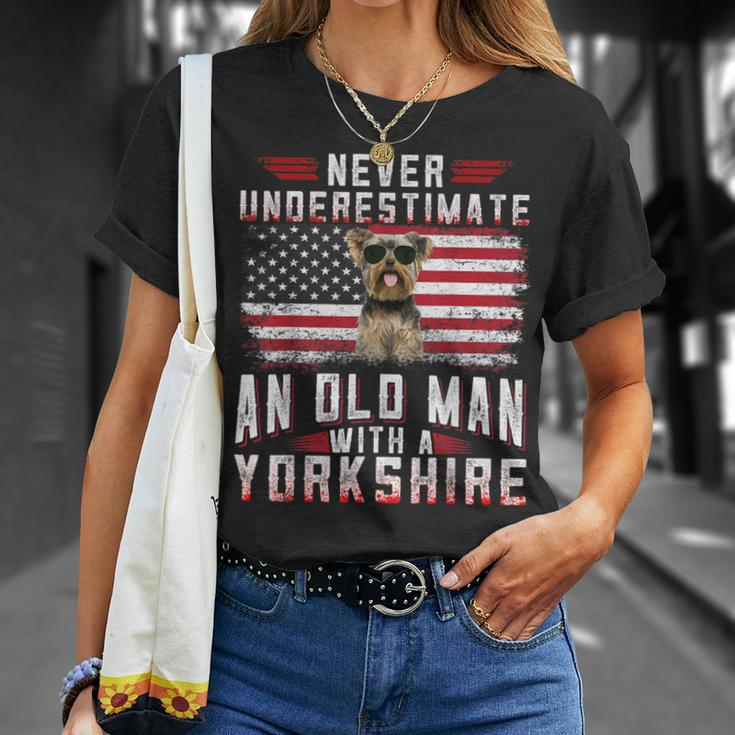 Never Underestimate An Old Man With A Yorkshire Terrier T-Shirt Gifts for Her
