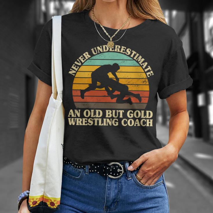 Never Underestimate An Old Wrestling Coach Wrestle Wrestler T-Shirt Gifts for Her