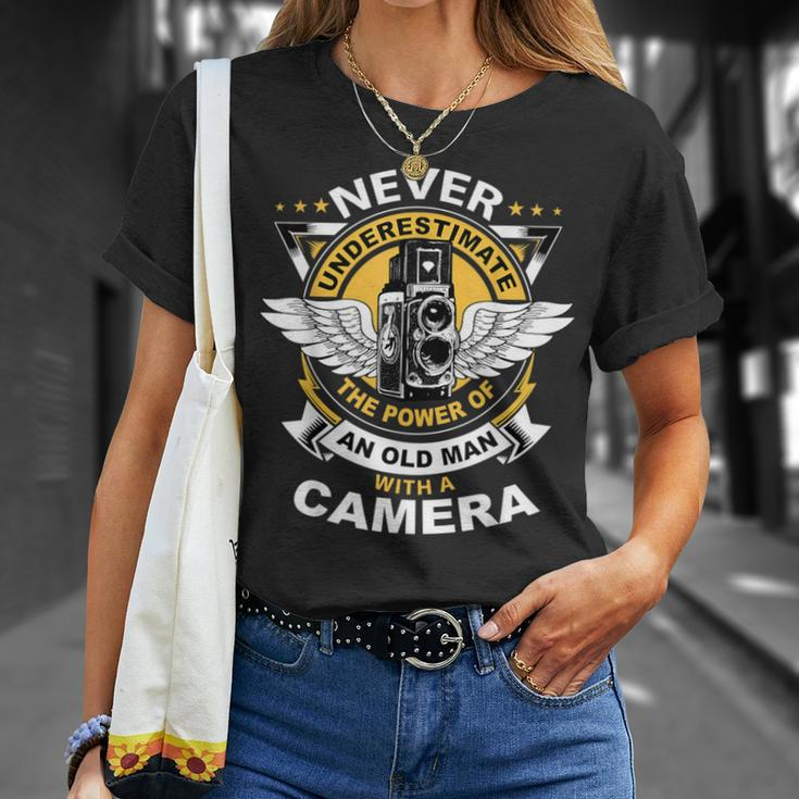 Never Underestimate The Power Of An Old Man With A Camera T-Shirt Gifts for Her