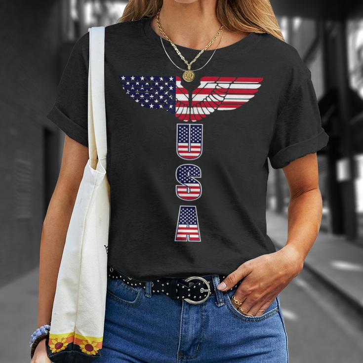 Usa - Bald Eagle Wings - 4Th Of July - Veterans Usa Funny Gifts Unisex T-Shirt Gifts for Her