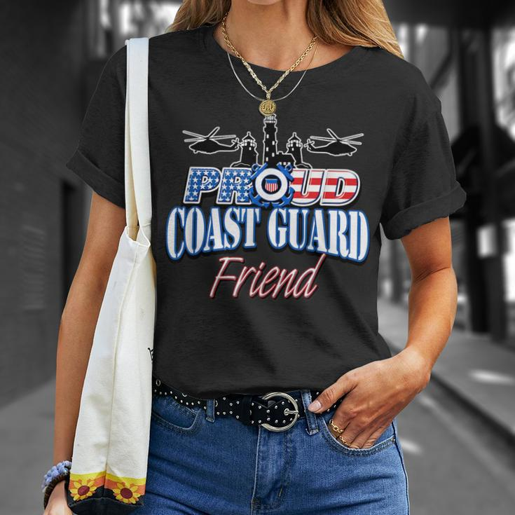 Usa Proud Coast Guard Friend Usa Flag Military Funny Military Gifts Unisex T-Shirt Gifts for Her