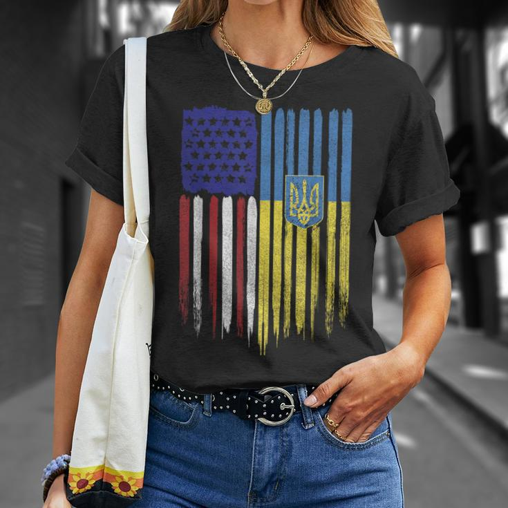 Usa Ukraine Ukrainian Flag Trident Roots T-Shirt Gifts for Her