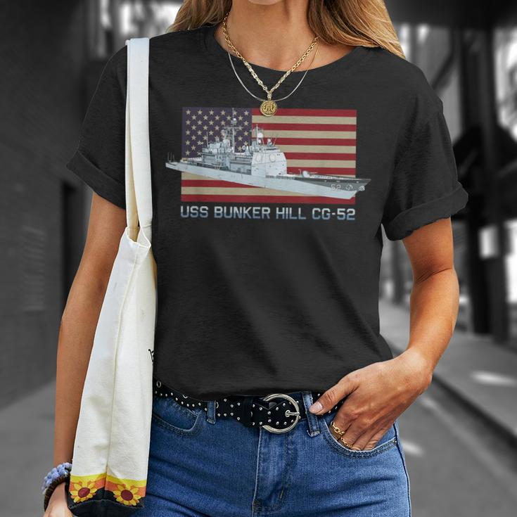 Uss Bunker Hill Cg-52 Ship Diagram American Flag T-Shirt Gifts for Her