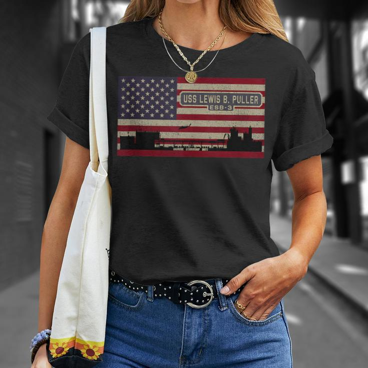 Uss Lewis B Puller Esb-3 Mobile Base Ship American Flag T-Shirt Gifts for Her