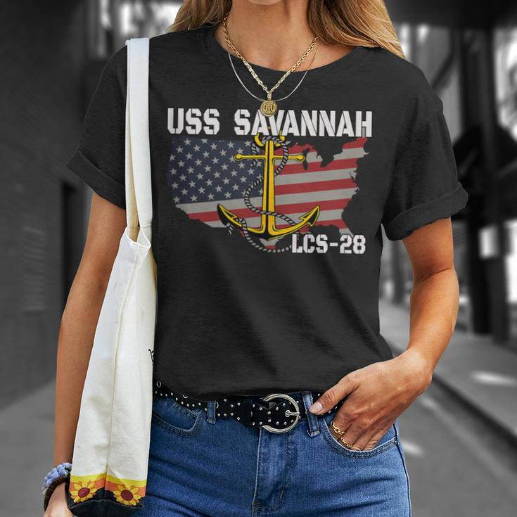 Uss Savannah Lcs-28 Littoral Combat Ship Veterans Day Father T-Shirt Gifts for Her