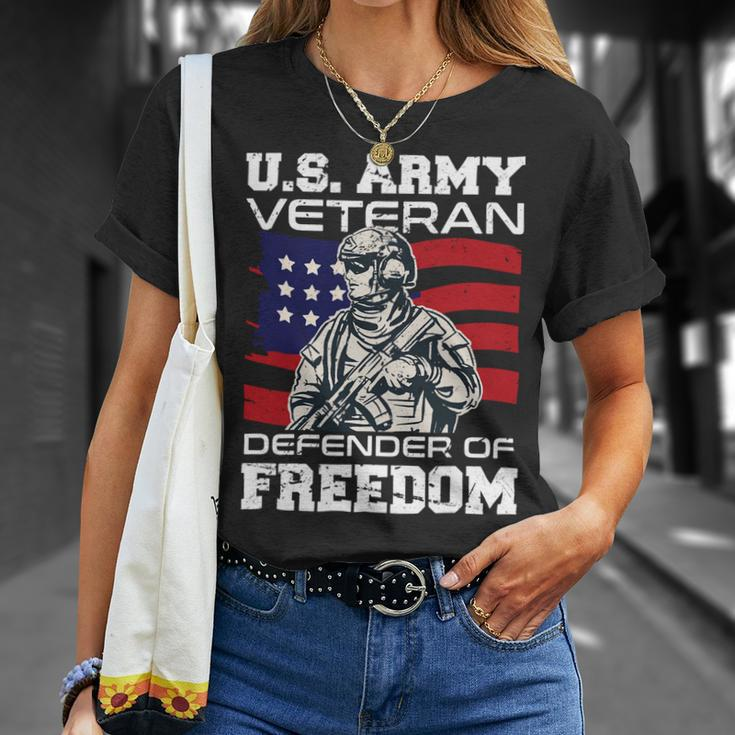 Veteran Vets Us Army Veteran Defender Of Freedom Fathers Veterans Day 3 Veterans Unisex T-Shirt Gifts for Her