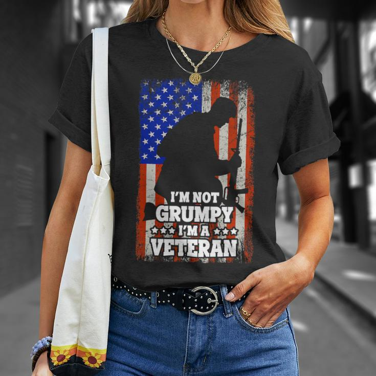 Veteran Vets Us Flag Im Not Grumpy Im A Veteran 116 Veterans Unisex T-Shirt Gifts for Her