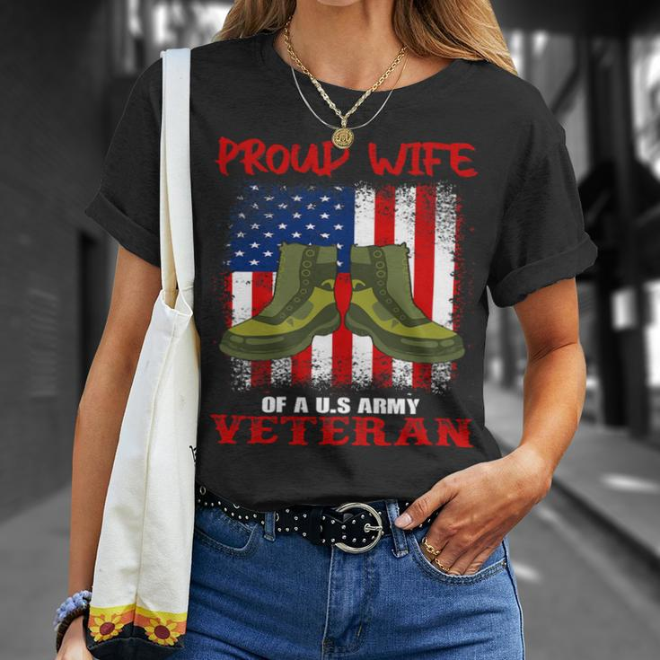 Veteran Vets Womens 4Th Of July Celebration Proud Wife Of An Army Veteran Spouse 2 Veterans Unisex T-Shirt Gifts for Her
