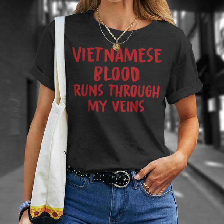 Vietnamese Blood Runs Through My Veins Novelty Word T-Shirt Gifts for Her