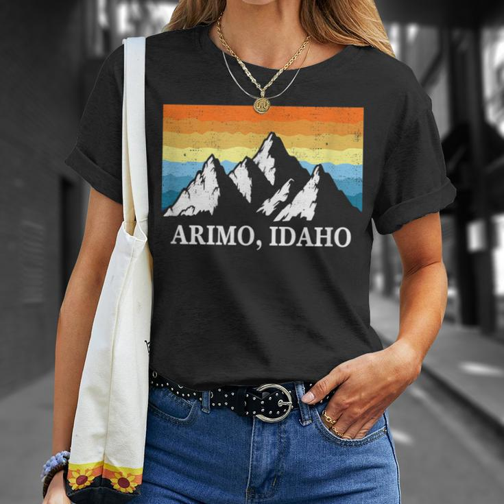 Vintage Arimo Idaho Mountain Hiking Souvenir Print T-Shirt Gifts for Her