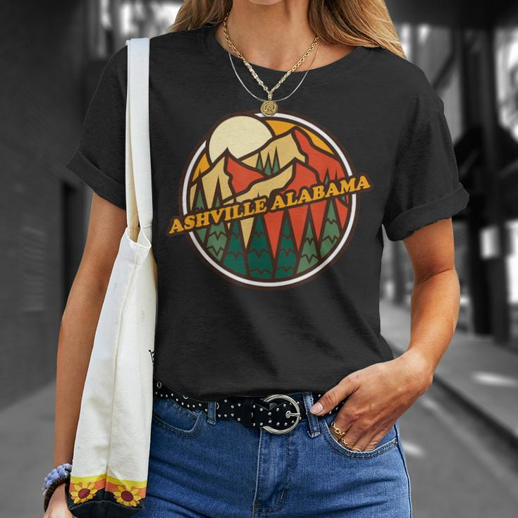 Vintage Ashville Alabama Mountain Hiking Souvenir Print T-Shirt Gifts for Her
