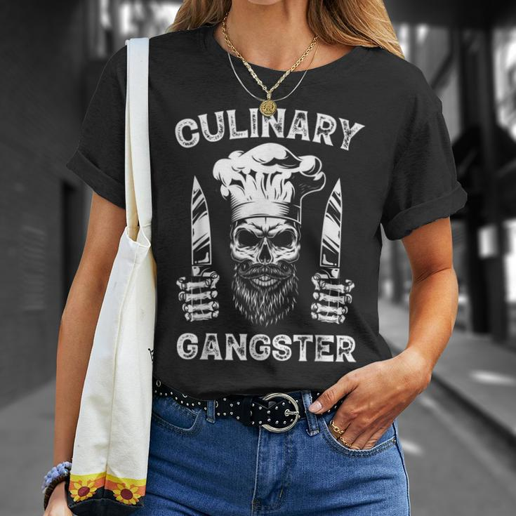 Vintage Cooking Bbq Bearded Culinary Gangster Guru Grilling Unisex T-Shirt Gifts for Her