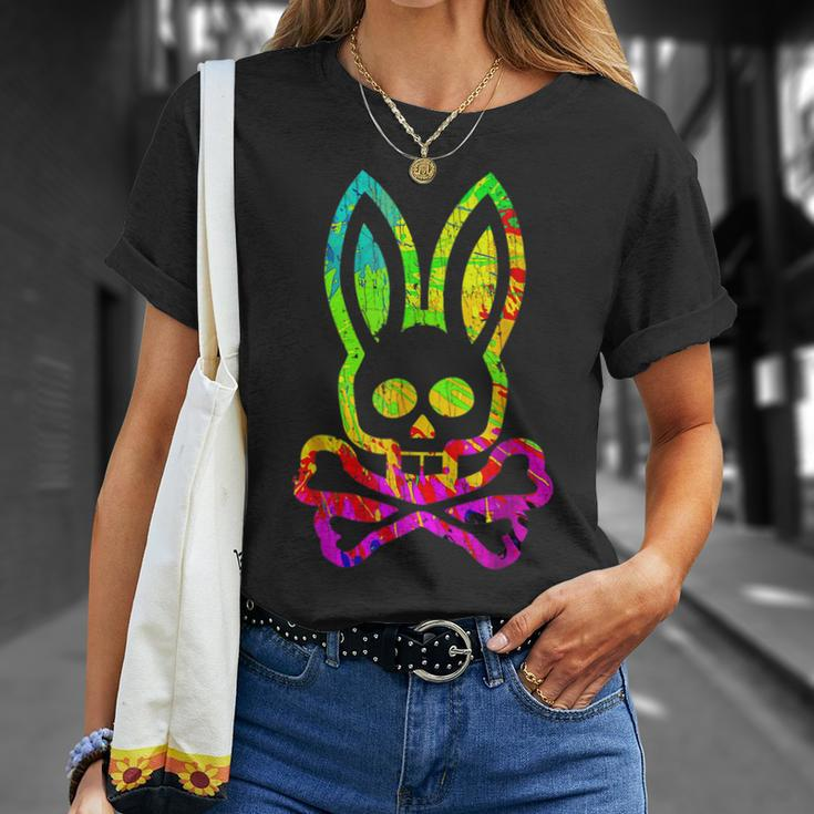 Vintage Horror Bunny Rabbit Face Tie Dye Happy Easter Day Rabbit T-Shirt Gifts for Her
