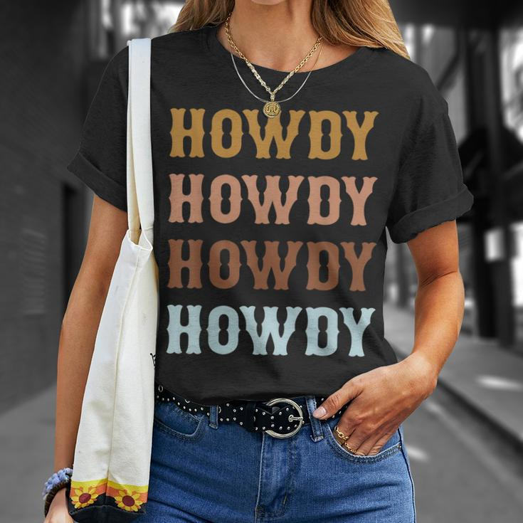 Vintage Howdy Rodeo Western Cowboy Country Cowgirl Unisex T-Shirt Gifts for Her
