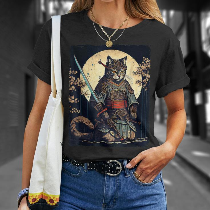 Vintage Japanese Samurai Ninja Cat Tattoo Kawaii T-Shirt Gifts for Her