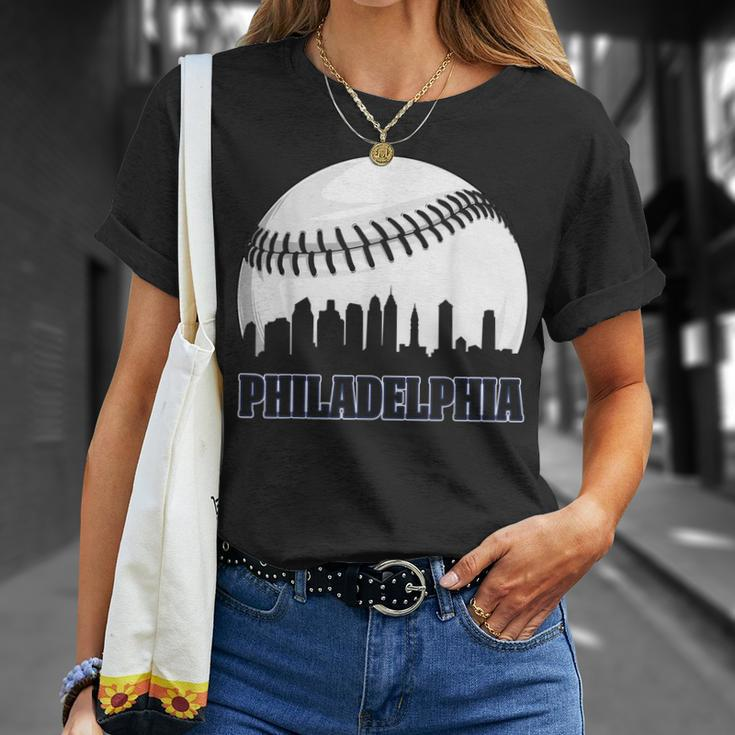 Vintage Philadelphia Baseball Skyline Retro Philly Cityscap Unisex T-Shirt Gifts for Her