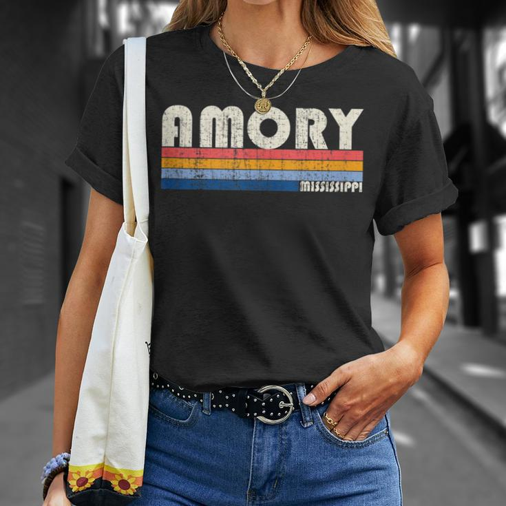 Vintage Retro 70S 80S Style Hometown Of Amory Ms T-Shirt Gifts for Her