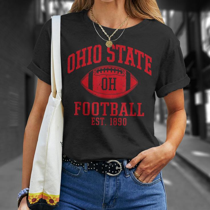 Vintage State Of Ohio Columbus Varsity Style Football Gift Unisex T-Shirt Gifts for Her