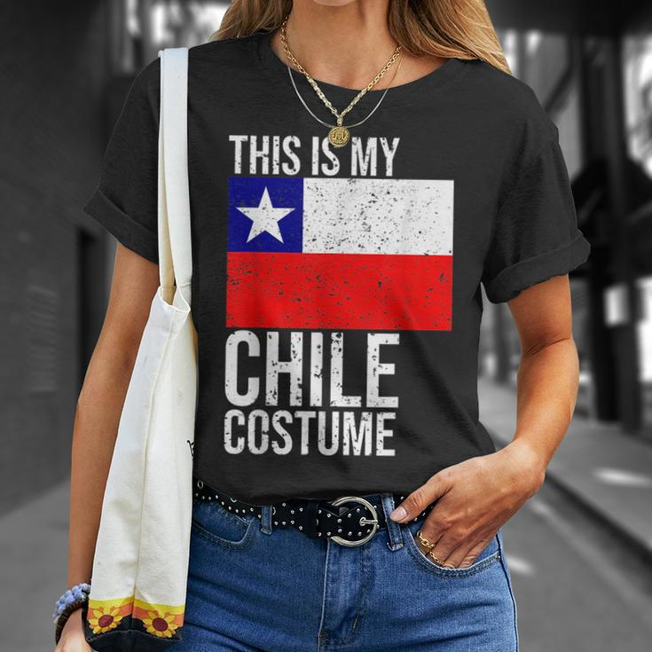 Vintage This Is My Chile Flag Costume Design For Halloween Chile Funny Gifts Unisex T-Shirt Gifts for Her
