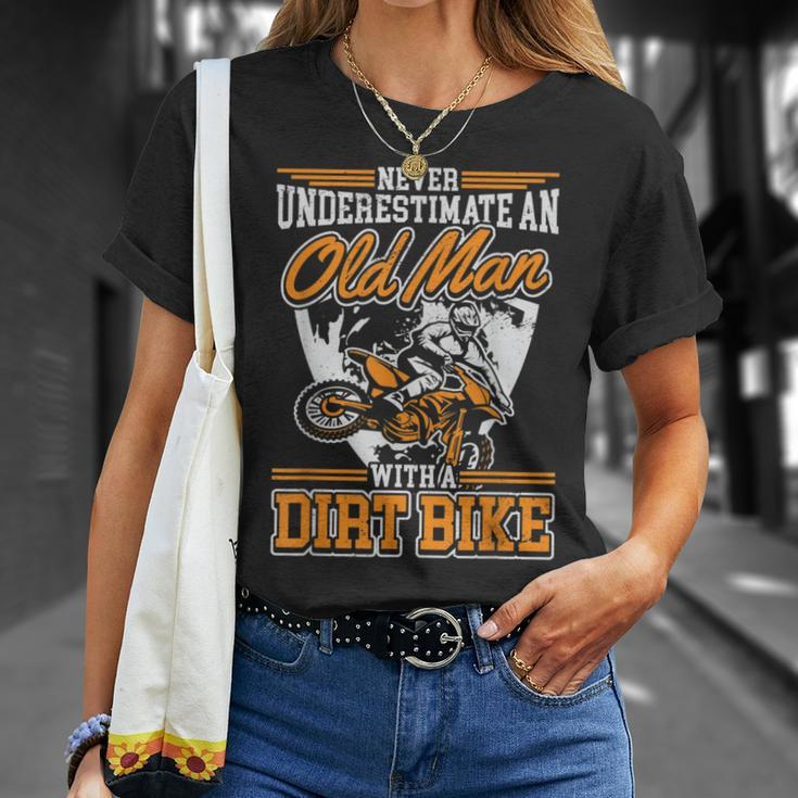 Vintage Never Underestimate An Old Guy On A Dirt Bike T-Shirt Gifts for Her