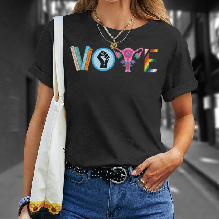 Vote Banned Books Black Lives Matter Lgbt Gay Pride Equality Unisex T-Shirt Gifts for Her