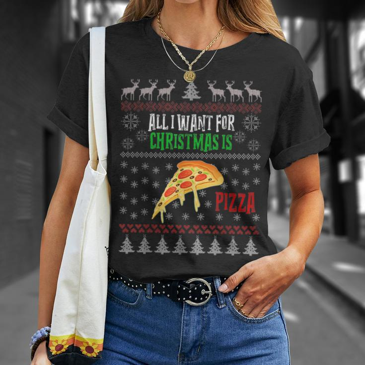 All I Want For Christmas Is Pizza Ugly Christmas Sweaters T-Shirt Gifts for Her