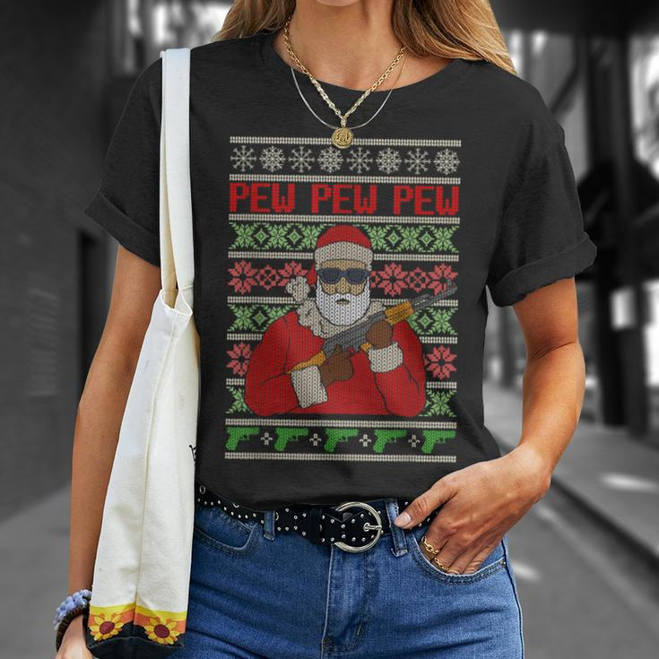 All I Want Is Guns Ugly Christmas Sweater Hunting Military T-Shirt Gifts for Her
