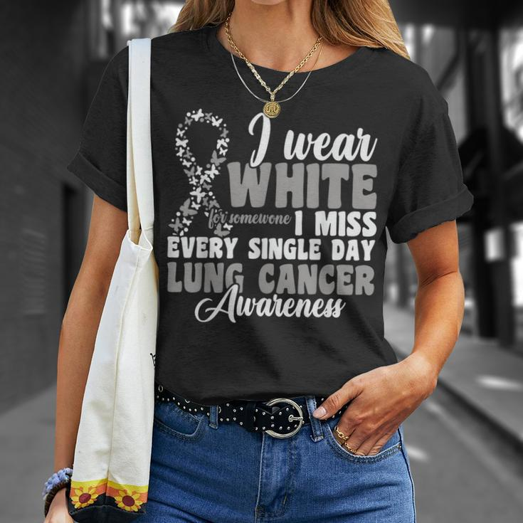 I Wear White Lung Cancer Awareness T-Shirt Gifts for Her