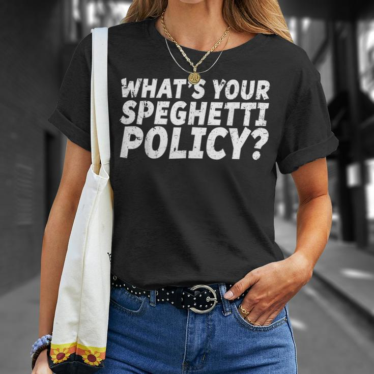 What's Your Spaghetti Policy Sunny Charlie T-Shirt Gifts for Her