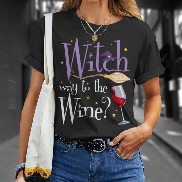 Witch Way To The Wine Halloween Drinking For Wiccan Witches T-Shirt Gifts for Her