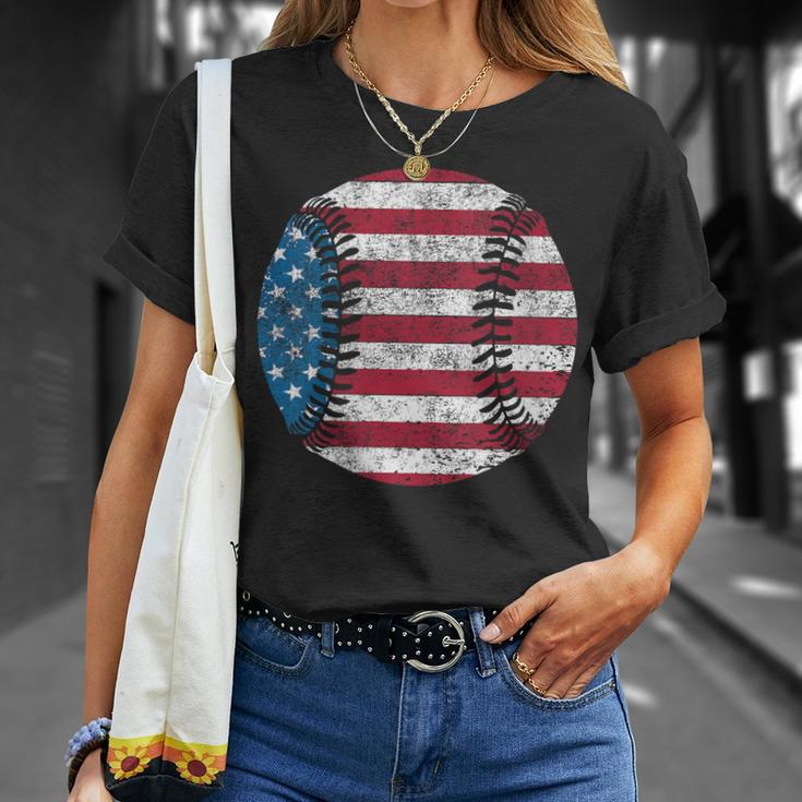 Womens Baseball Flag For 4Th Of July Kids Boys Girls Women American Unisex T-Shirt Gifts for Her