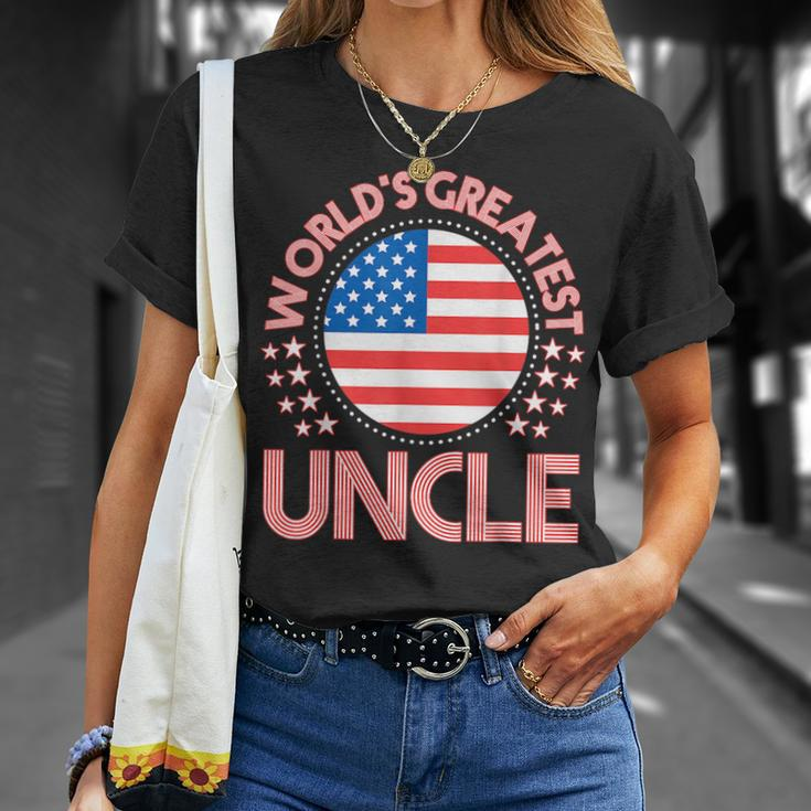 Worlds Greatest Uncle Usa Flag Gift Unisex T-Shirt Gifts for Her