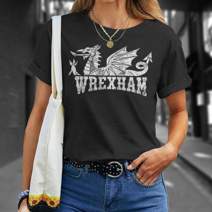 Wrexham Wales Football Soccer Welsh Red Dragon Retro Vintage T-Shirt Gifts for Her