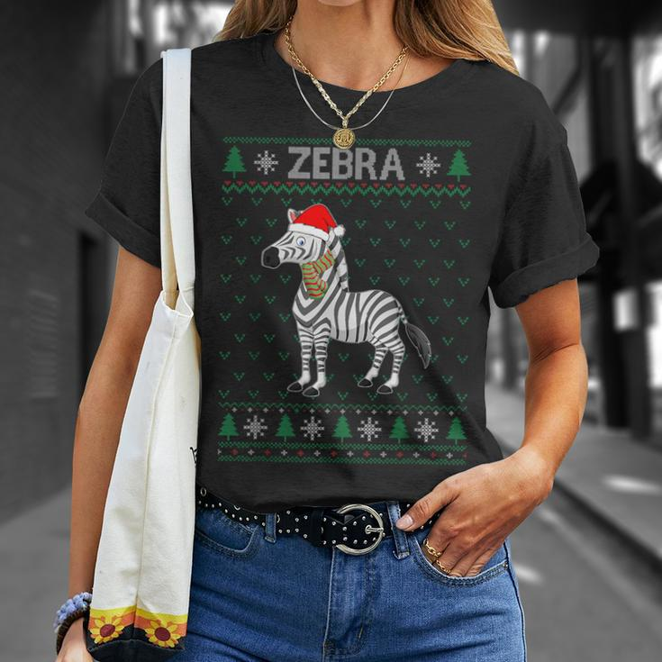 Xmas Zebra Ugly Christmas Sweater Party T-Shirt Gifts for Her