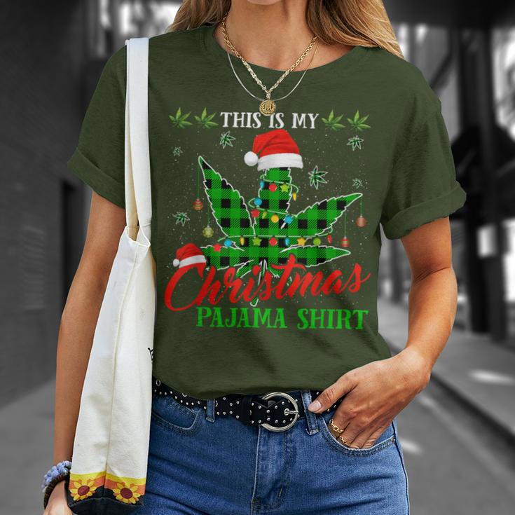 This Is My Christmas Pajama Weed Marijuana T-Shirt Gifts for Her