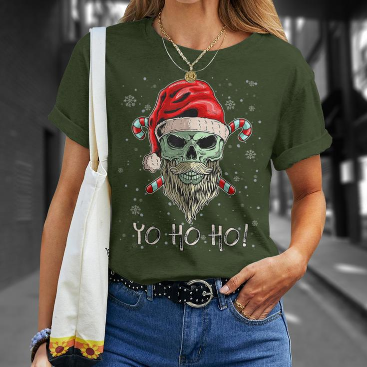 Cool Skull Beard Santa Pirate Christmas Jolly Roger Pajamas T-Shirt Gifts for Her