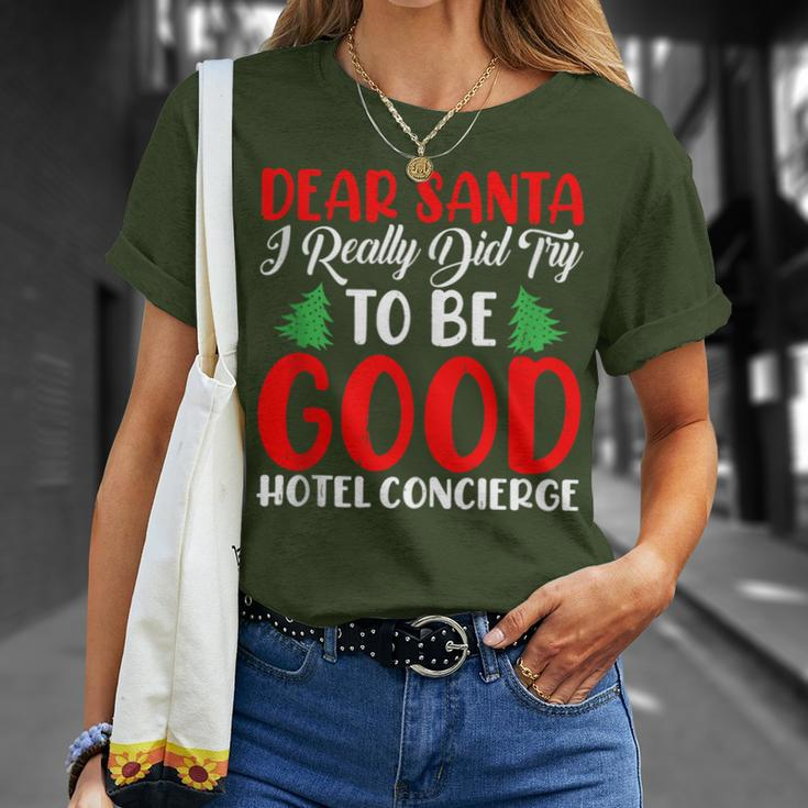 Dear Santa Really Did Try To Be A Good Hotel Concierge Xmas T-Shirt Gifts for Her