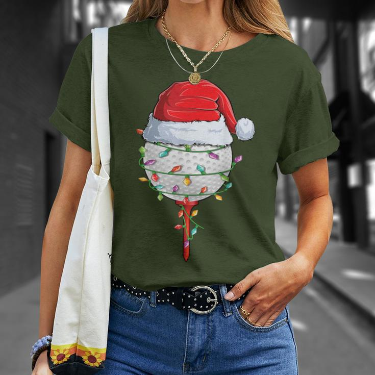 Golfing Christmas Pajama Holiday Golf Ball Santa Hat T-Shirt Gifts for Her