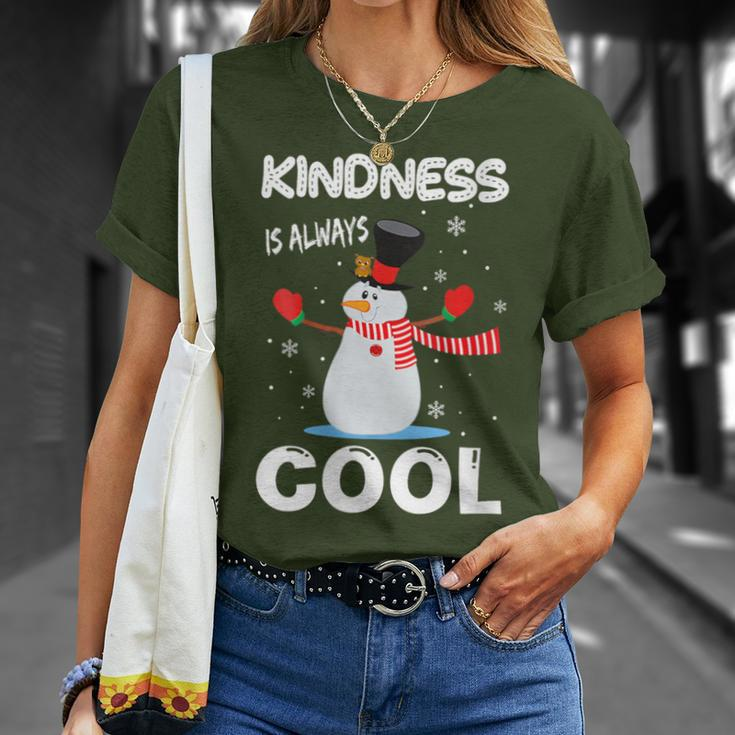 Kindness Is Always Cool Snowman Snowman Christmas T-Shirt Gifts for Her