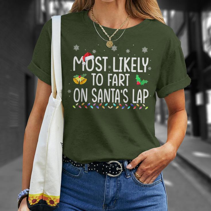 Most Likely To Fart On Santa's Lap Family Christmas Holiday T-Shirt Gifts for Her