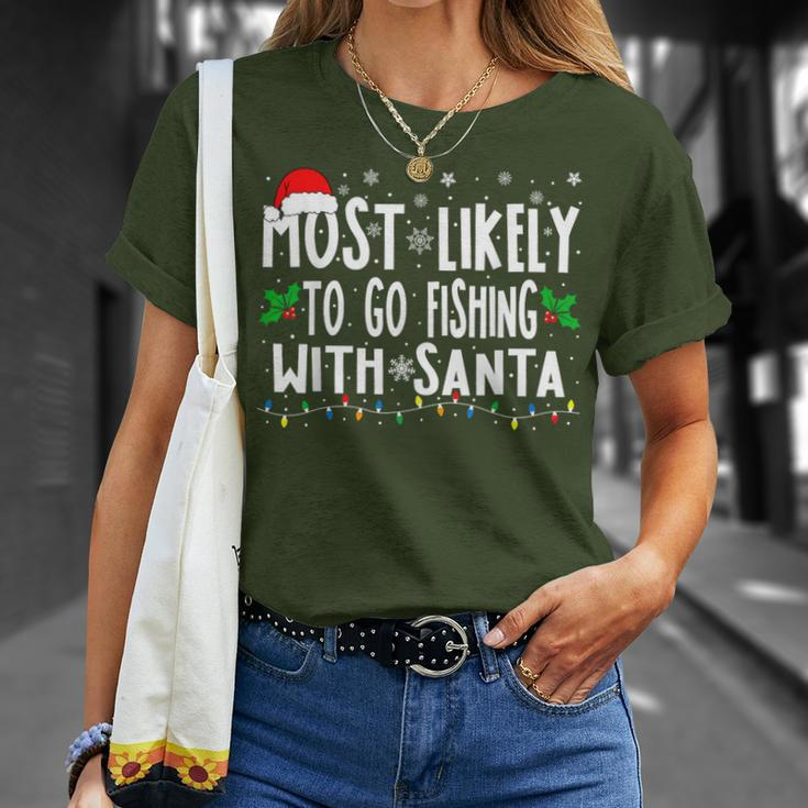 Most Likely To Go Fishing With Santa Fishing Christmas T-Shirt Gifts for Her