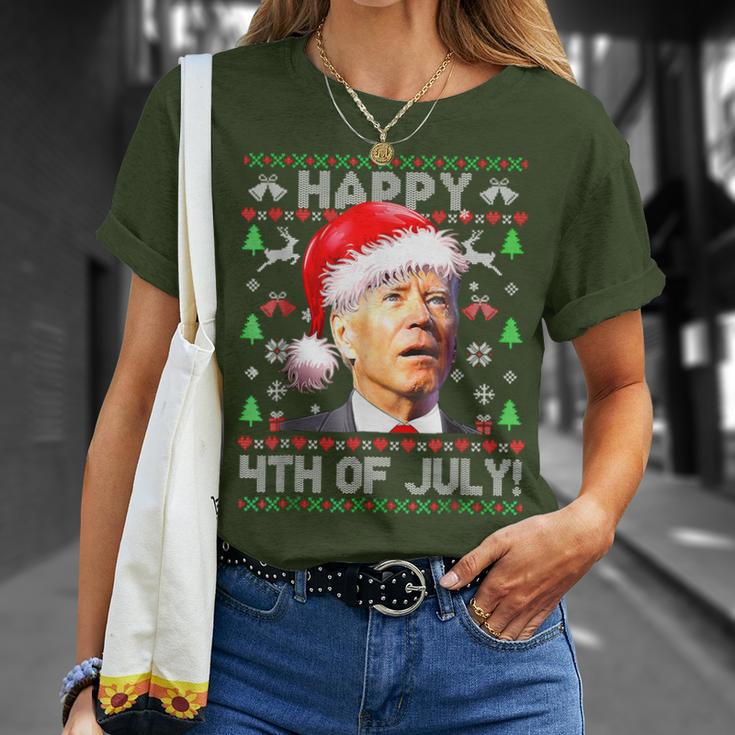 Merry Christmas Joe Biden Happy 4Th Of July Ugly Xmas T-Shirt Gifts for Her