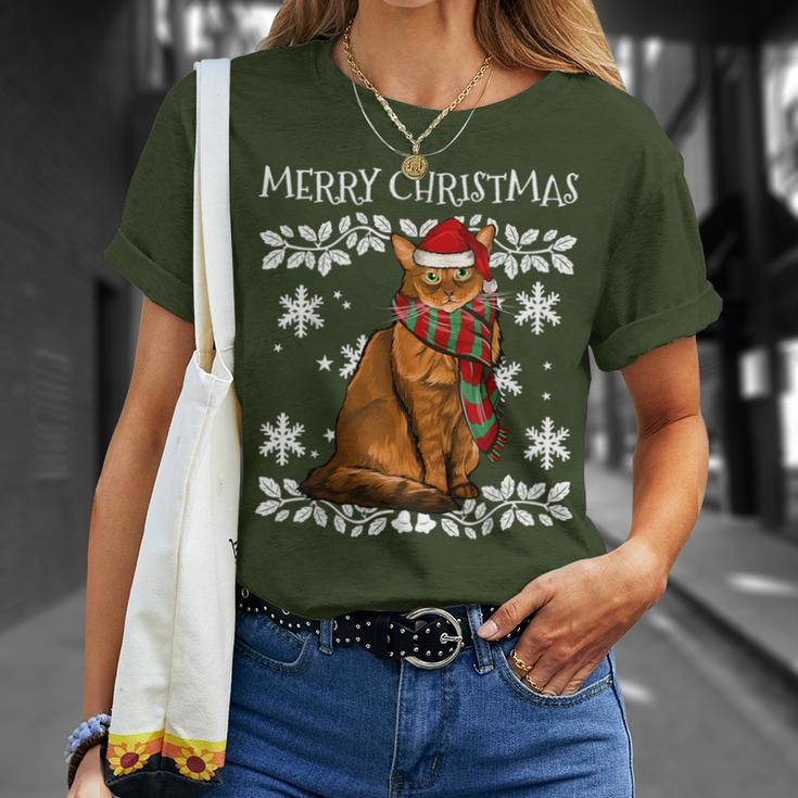 Merry Christmas Ornament Somali Cat Xmas Santa T-Shirt Gifts for Her
