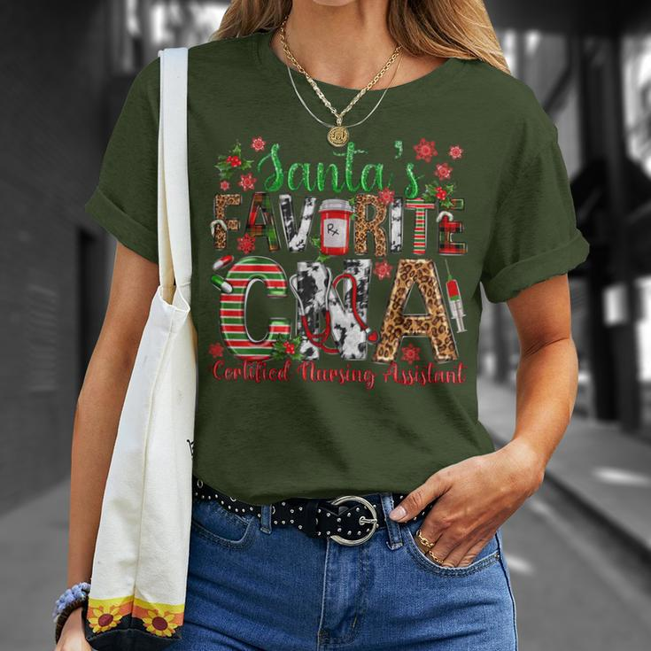 Santa's Favorite Cna Certified Nursing Assistant Christmas T-Shirt Gifts for Her