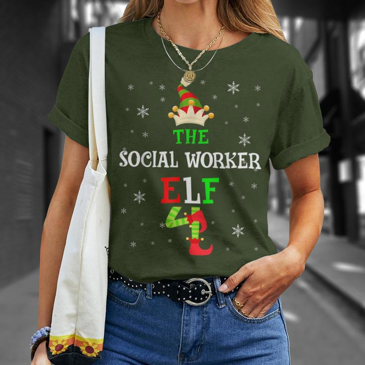 The Social Worker Elf Christmas Elf Matching Family Group T-Shirt Gifts for Her
