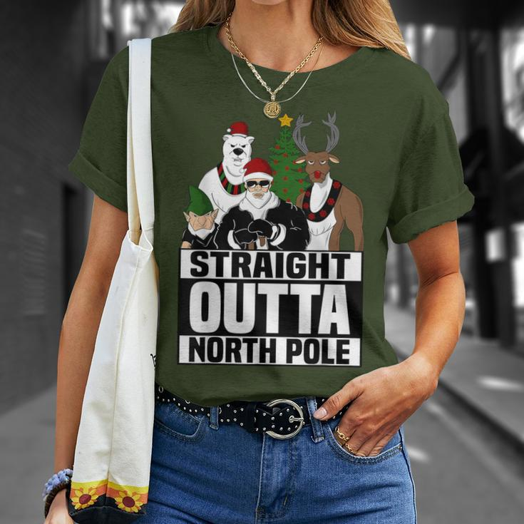 Straight Outta North Pole Christmas Pajama T-Shirt Gifts for Her