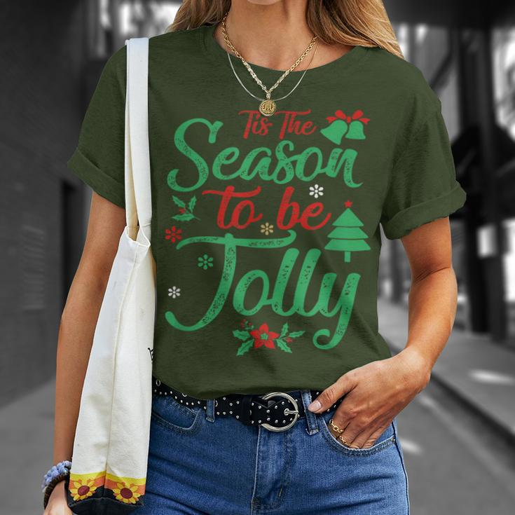 Tis The Season To Be Jolly Christmas Saying T-Shirt Gifts for Her